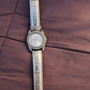 Silver Manhattan Croton watch with CZ's around the face